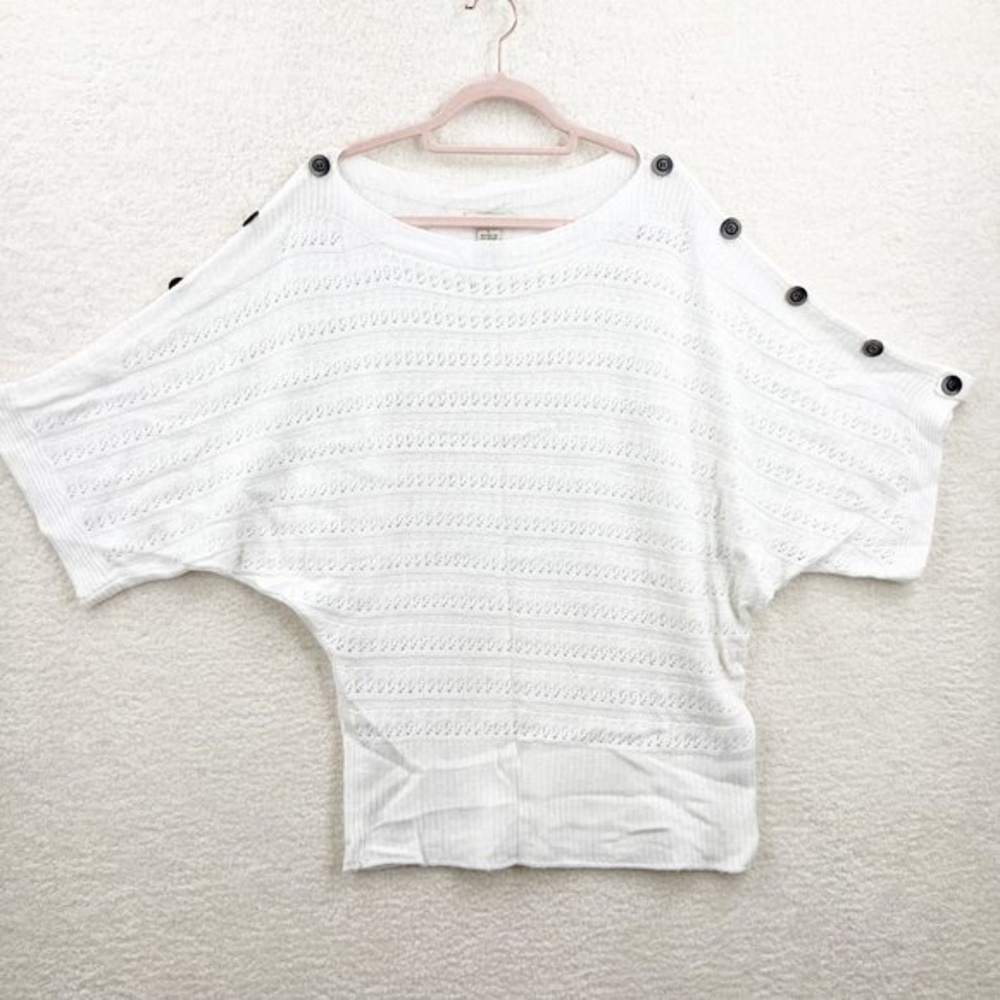 VERTIGO PARIS Angora Wool blend White Buttons Sweater White Buttons Size L NEW